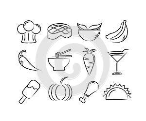 Hand drawn food icons