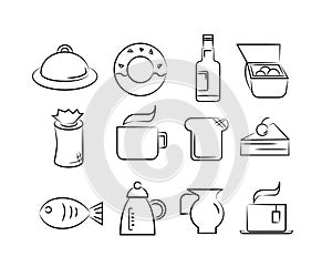 Hand drawn food icons