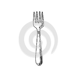 Hand Drawn fork doodle. Sketch style icon. Decoration element. I