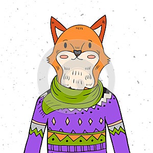 Hand drawn fox portrait