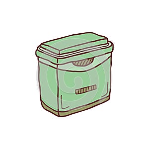 Hand drawn frige container, sketch colored vector illustration