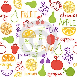 Hand drawn fruit seamless pattern