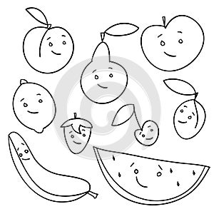 Hand drawn fruits isolated