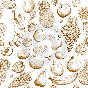 Hand drawn fruits seamless pattern