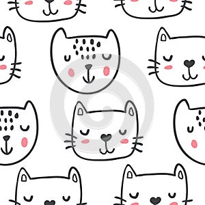 Hand drawn funny cats in sketch style