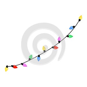 Hand drawn garlands. Christmas lights. Vector doodle sketch illustration isolated on white background