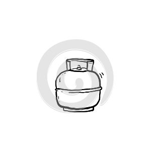Hand drawn Gas cylinder vector tank. Lpg propane bottle icon container. Oxygen gas cylinder canister fuel storage.doodle