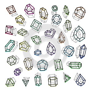 Hand drawn gemstones abstraction vector