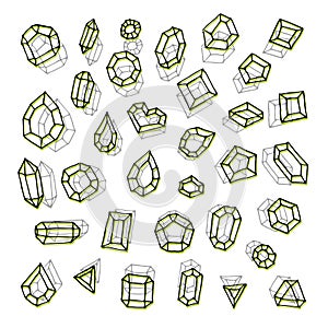 Hand drawn gemstones abstraction vector