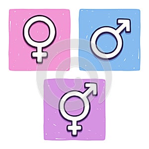 Hand drawn gender symbols