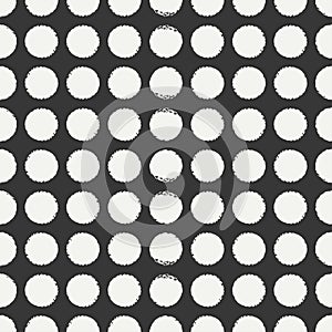 Hand drawn geometric seamless ink polka dot pattern. Wrapping paper. Abstract vector background. Round brush strokes