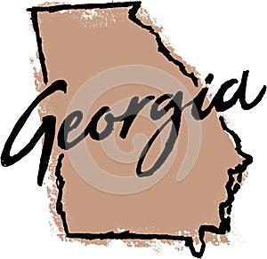 Hand Drawn Georgia State Sketch