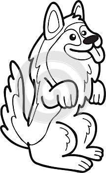 Hand Drawn German Shepherd Dog begging owner illustration in doodle style