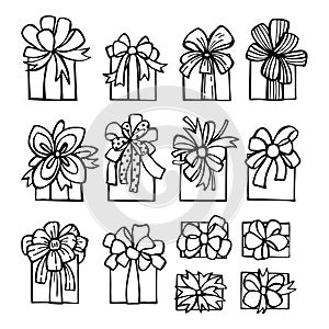 Hand drawn gifts. Vector sketch  illustration