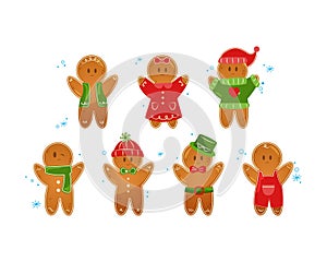 Cute Merry Christmas gingerbread man cookies collection