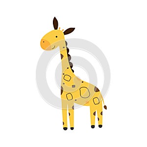 Hand drawn giraffe isolated on white background. Funny giraffe cartoon design. Vector illustration isolated