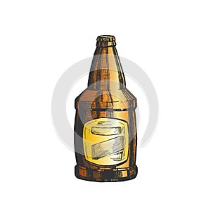 Hand Drawn Glass Bottle Color Blank Label Vector