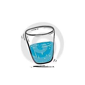 Hand drawn glass of water drink illustration icon doodle