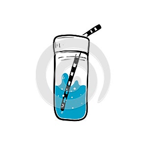 Hand drawn glass of water drink illustration icon doodle