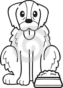Hand Drawn Golden retriever Dog with food illustration in doodle style
