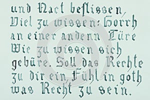 Hand drawn gothic calligraphical text