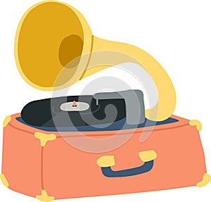 Hand Drawn Gramophone Vinyl Recorder