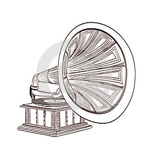 Hand drawn gramophone