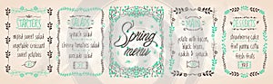Hand drawn graphic vector spring menu mockup