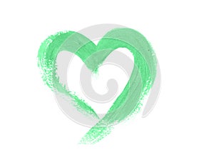 Hand Drawn Green Acrylic Heart. Wedding, Valentine's Day Concept.