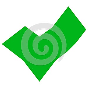 Hand drawn green checkmark, tick icon. Approve, correct, right, poll icon