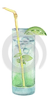 Hand drawn green Cocktail