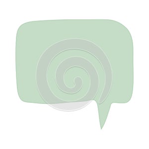 Hand drawn green speech bubble isolated on white background