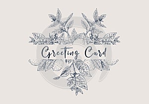 Hand Drawn Greeting Card with Lemon Element photo