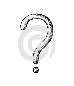 Hand drawn grey question mark illustration