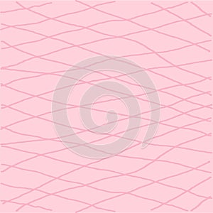 Hand drawn grid. doodle pink, red plaid pattern. Check, square background with texture. Line art freehand grid vector