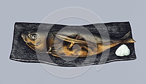 Hand drawn grilled mackerel fish