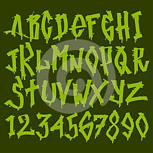 Hand drawn grunge font paint symbol design detailed vector alphabet graffiti text brush graphic ink.