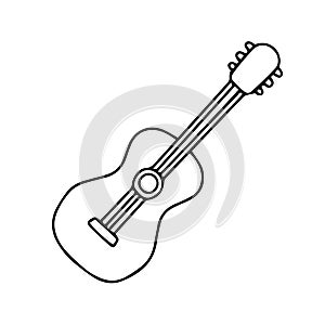 Hand drawn guitar illustration. Guitar icon. Vector illustration