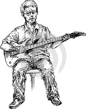 Hand drawn guitar player