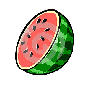 Hand-Drawn Half Watermelon Illustration Clipart