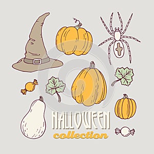 Hand drawn halloween clip art collection