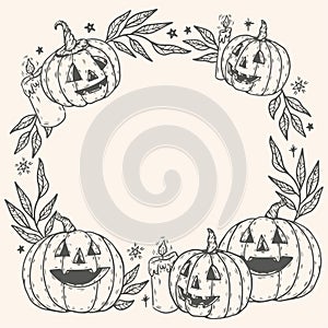 hand drawn halloween frame design illustration