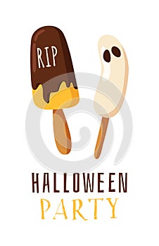 Hand drawn Halloween illustration. Creative Cartoon Style art work. Actual vector drawing food and drink for Party. Artistic