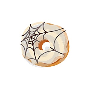 Hand drawn Halloween illustration Donut. Creative Cartoon Style art work. Actual vector drawing food and drink for Party. Artistic