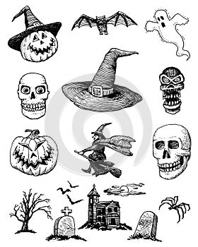 Hand-drawn Halloween Set