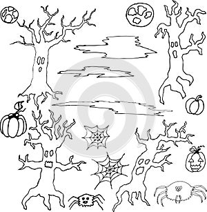 Hand drawn Halloween set