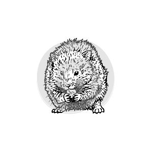 Hand drawn hamster. Vector black white sketch.