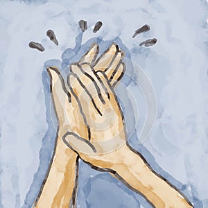 Hand drawn of hands clapping ovation, applause gesture