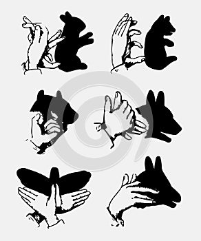Hand drawn hands and shadows vector for t shirt printing and embroidery photo