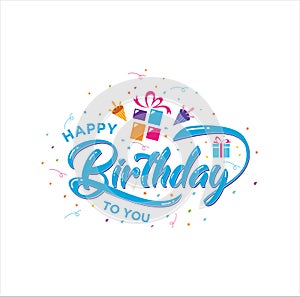 Hand drawn happy birthday lettering Design Vector Stock Illustration